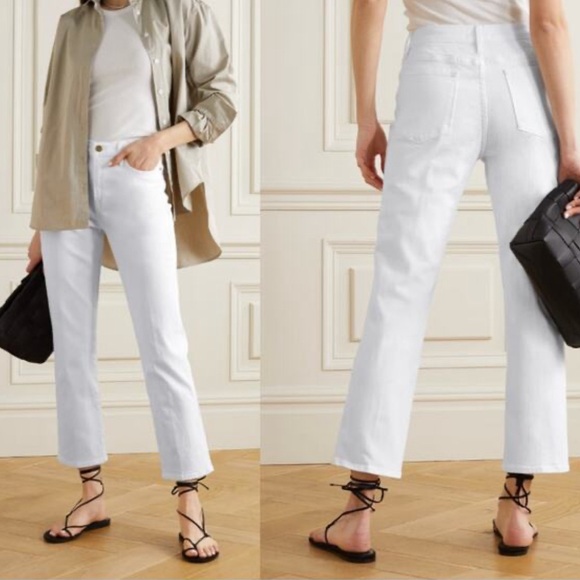 FRAME Le High Straight White Denim - Picture 1 of 5